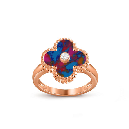 [Zalyn]LUCKY CLOVER DIAMOND-ACCENT ROSE GOLD RING COLLECTION
