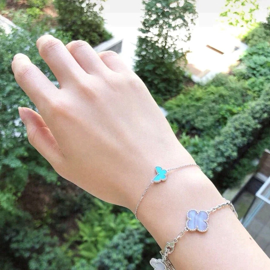 [Zalyn Jewelry ]BUTTERFLY TURQUOISE BUTTERFLY BRACELET SILVER