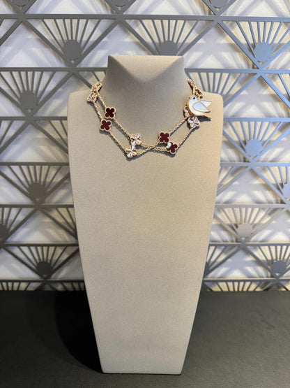 [Zalyn Jewelry ]CLOVER 20 MOTIFS LASER CARNELIAN NECKLACE