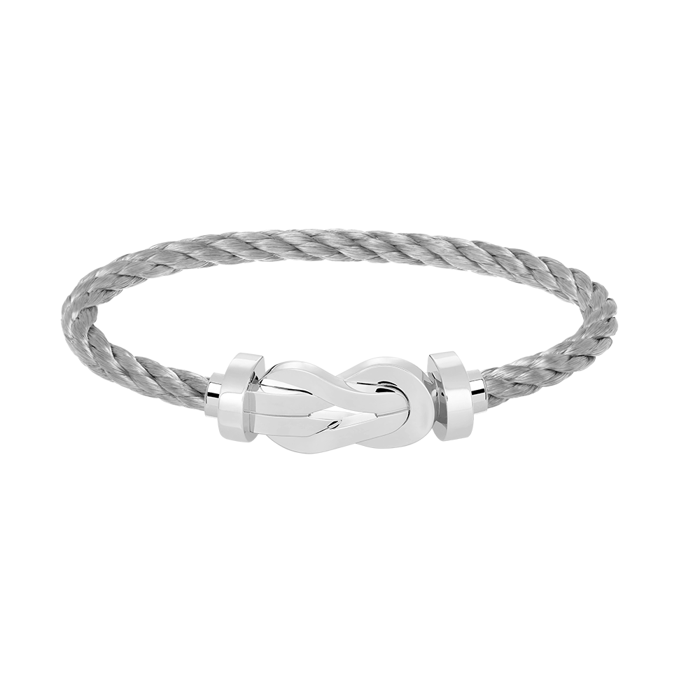 [Zalyn]LARGE 8-FIGURE BUCKLE BRACELET - WHITE GOLD