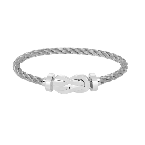 [Zalyn]LARGE 8-FIGURE BUCKLE BRACELET - WHITE GOLD