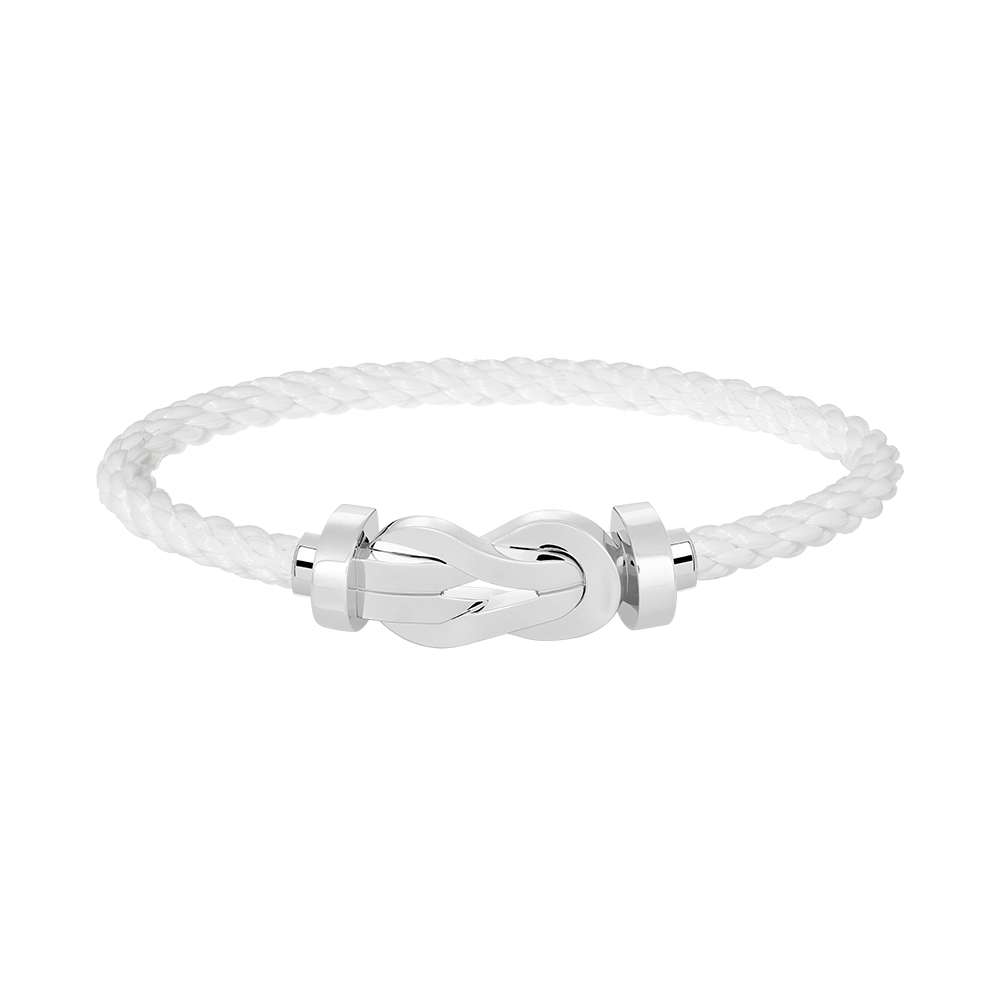 [Zalyn]LARGE 8-FIGURE BUCKLE BRACELET - WHITE GOLD