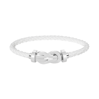 [Zalyn]LARGE 8-FIGURE BUCKLE BRACELET - WHITE GOLD