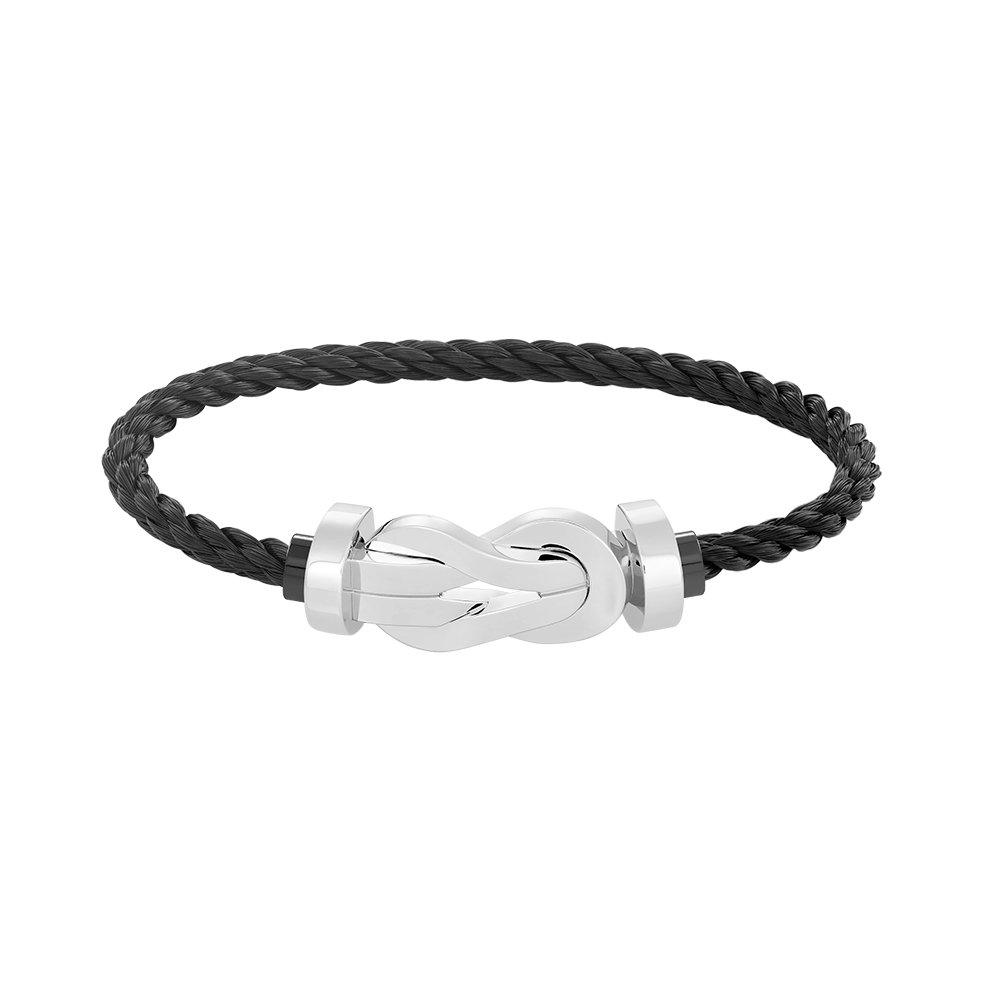 [Zalyn]LARGE 8-FIGURE BUCKLE BRACELET - WHITE GOLD