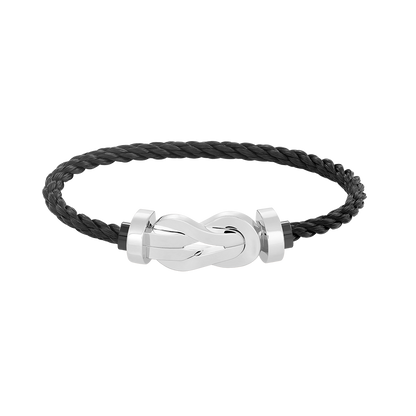 [Zalyn]LARGE 8-FIGURE BUCKLE BRACELET - WHITE GOLD