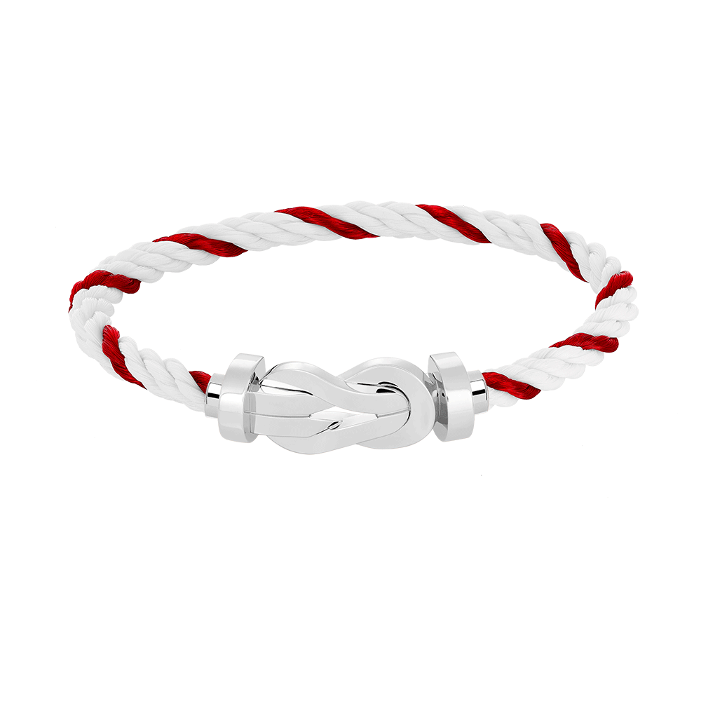 [Zalyn]LARGE 8-FIGURE BUCKLE BRACELET - WHITE GOLD