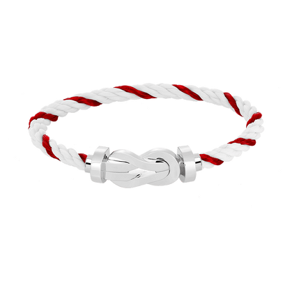 [Zalyn]LARGE 8-FIGURE BUCKLE BRACELET - WHITE GOLD