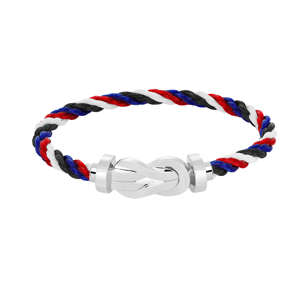 [Zalyn]LARGE 8-FIGURE BUCKLE BRACELET - WHITE GOLD