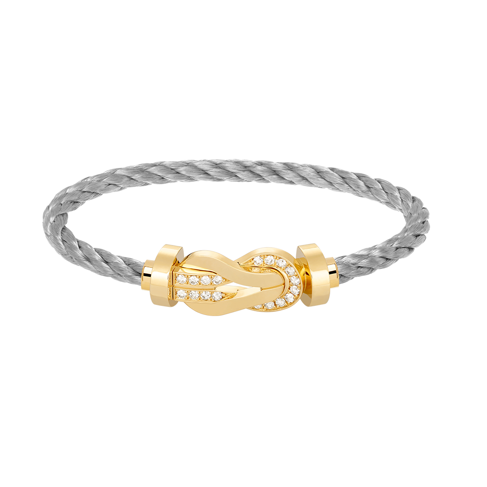 [Zalyn]LARGE 8-FIGURE BUCKLE HALF DIAMOND BRACELET - GOLD