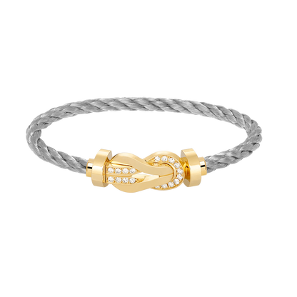 [Zalyn]LARGE 8-FIGURE BUCKLE HALF DIAMOND BRACELET - GOLD