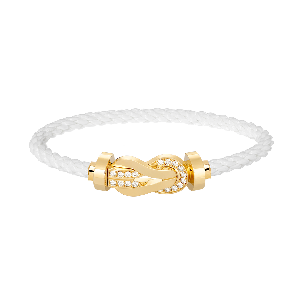 [Zalyn]LARGE 8-FIGURE BUCKLE HALF DIAMOND BRACELET - GOLD