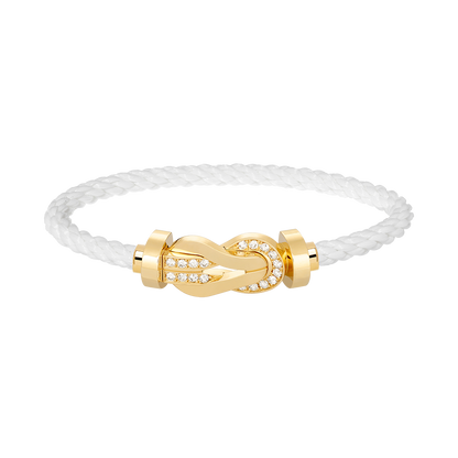 [Zalyn]LARGE 8-FIGURE BUCKLE HALF DIAMOND BRACELET - GOLD