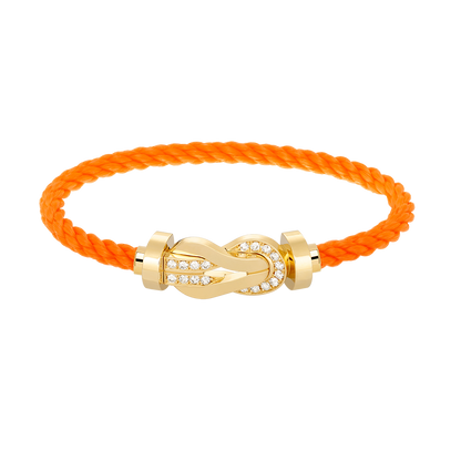 [Zalyn]LARGE 8-FIGURE BUCKLE HALF DIAMOND BRACELET - GOLD