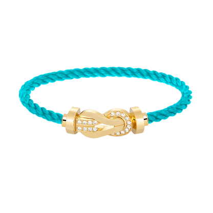 [Zalyn]LARGE 8-FIGURE BUCKLE HALF DIAMOND BRACELET - GOLD