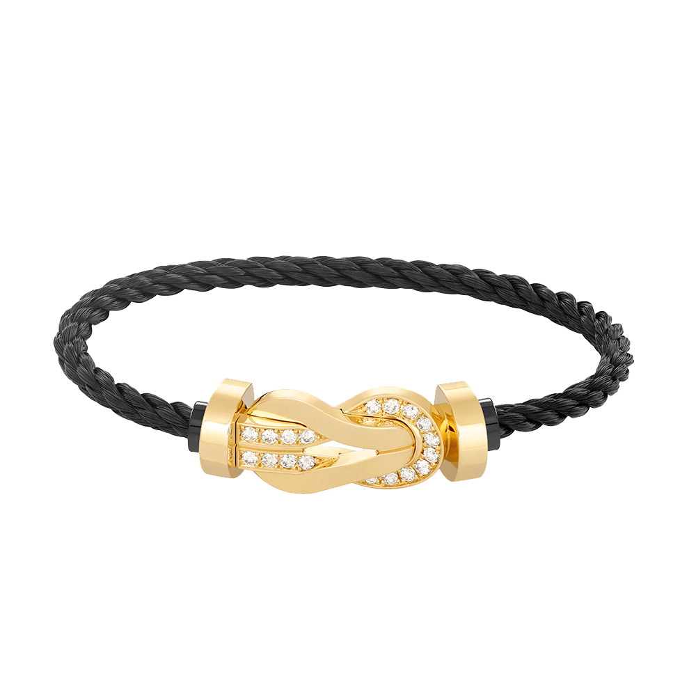 [Zalyn]LARGE 8-FIGURE BUCKLE HALF DIAMOND BRACELET - GOLD