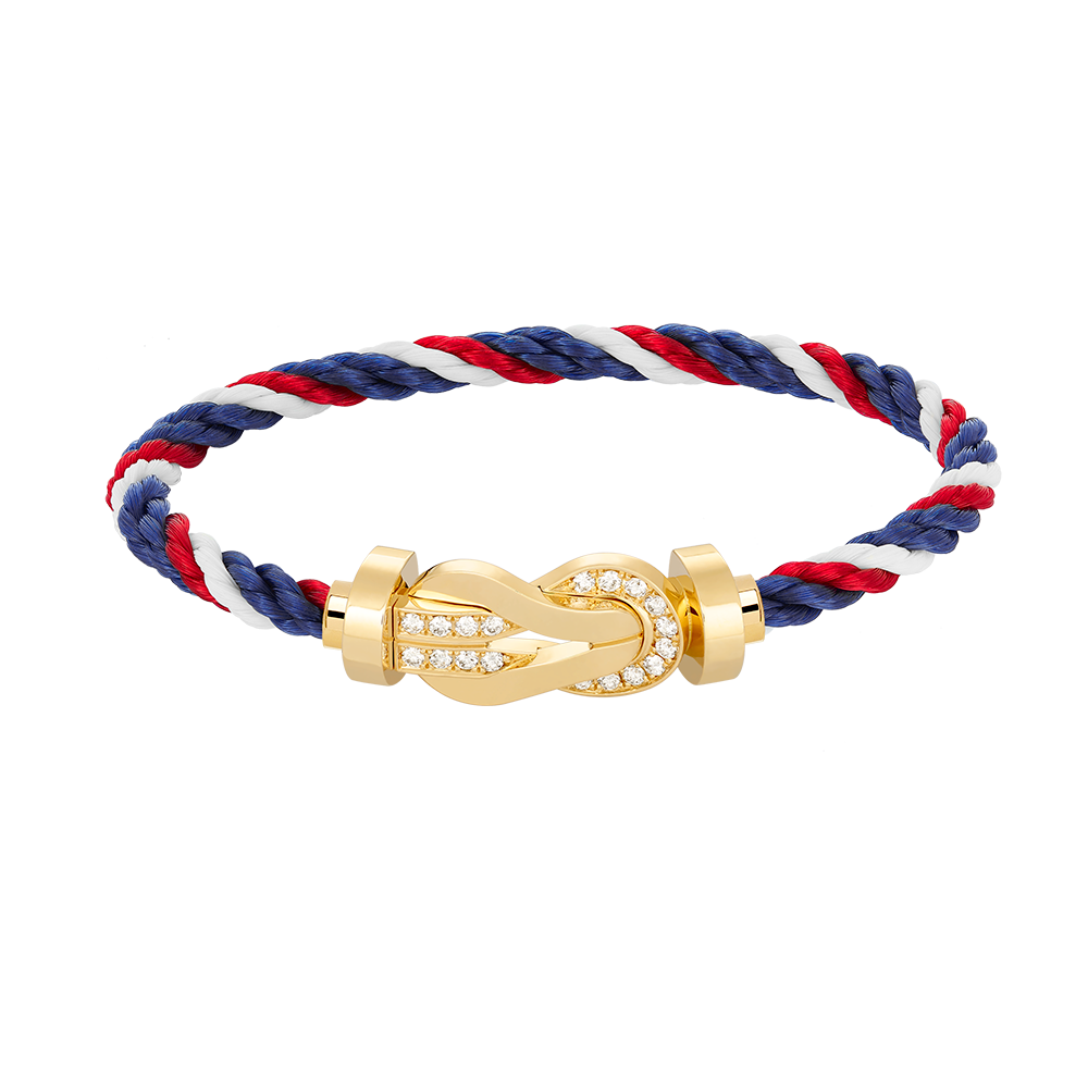 [Zalyn]LARGE 8-FIGURE BUCKLE HALF DIAMOND BRACELET - GOLD
