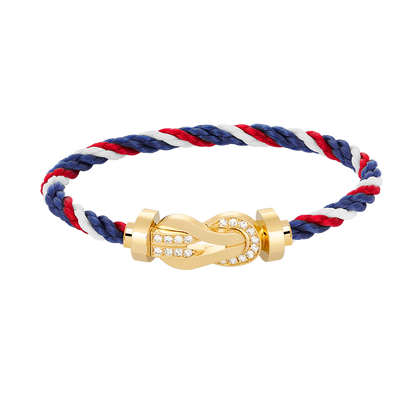 [Zalyn]LARGE 8-FIGURE BUCKLE HALF DIAMOND BRACELET - GOLD
