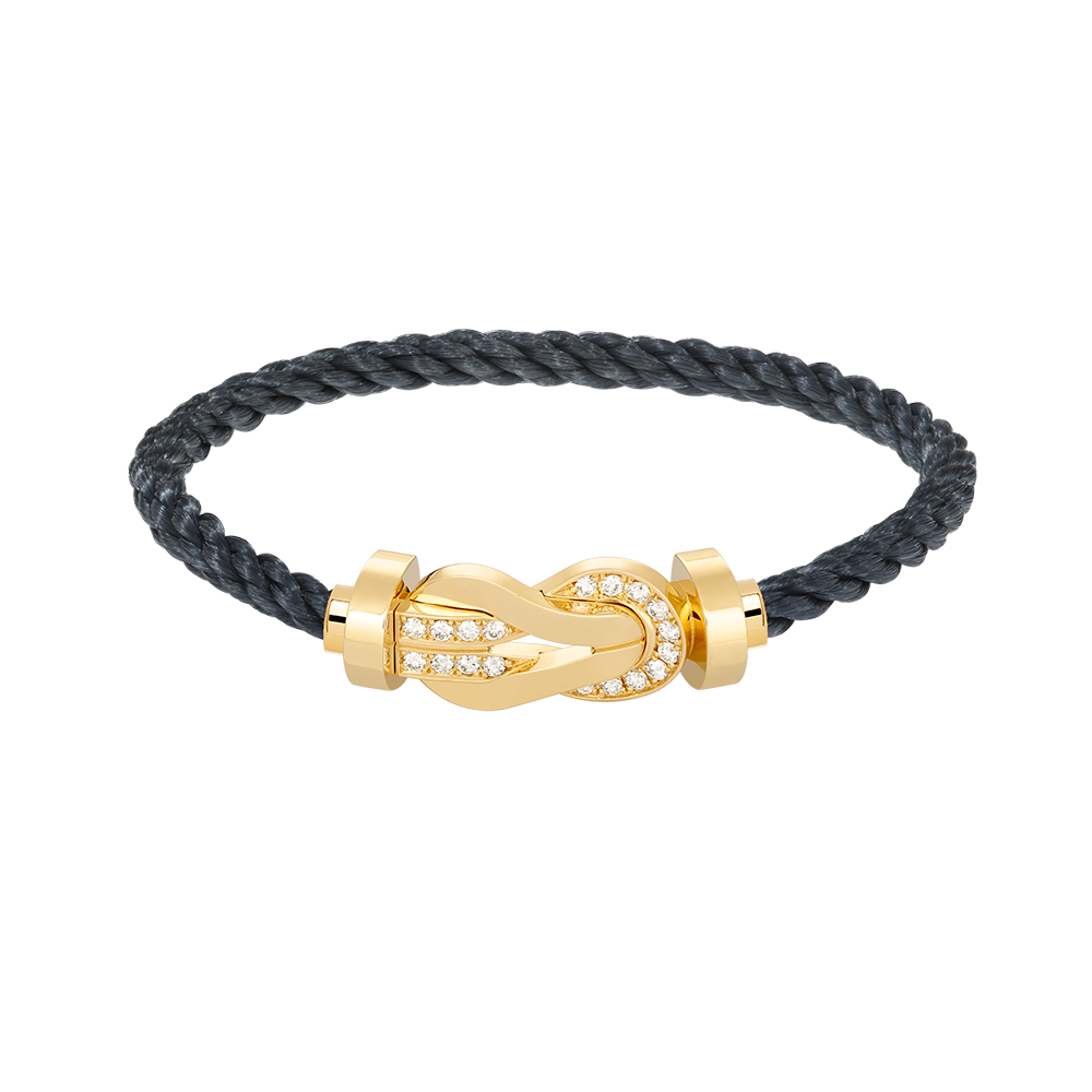 [Zalyn]LARGE 8-FIGURE BUCKLE HALF DIAMOND BRACELET - GOLD