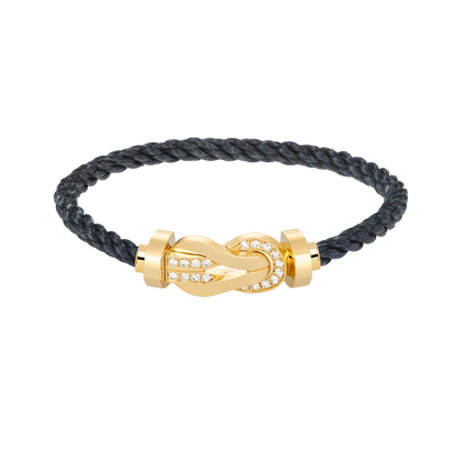 [Zalyn]LARGE 8-FIGURE BUCKLE HALF DIAMOND BRACELET - GOLD