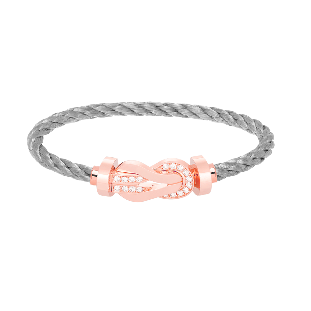 [Zalyn]LARGE 8-FIGURE BUCKLE HALF DIAMOND BRACELET - ROSE GOLD