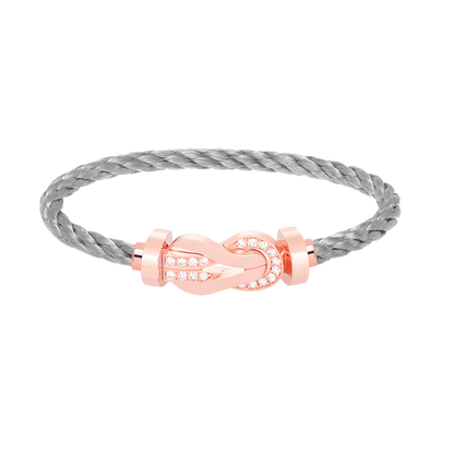 [Zalyn]LARGE 8-FIGURE BUCKLE HALF DIAMOND BRACELET - ROSE GOLD