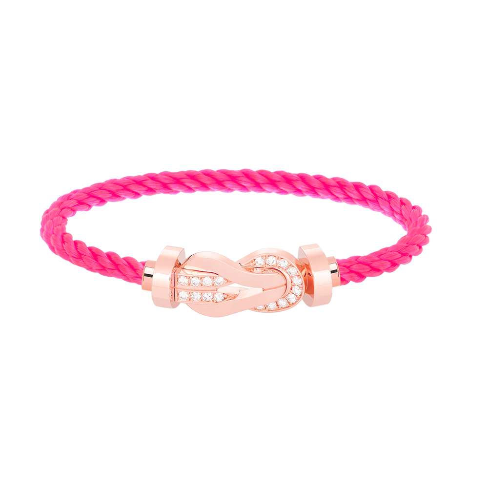 [Zalyn]LARGE 8-FIGURE BUCKLE HALF DIAMOND BRACELET - ROSE GOLD