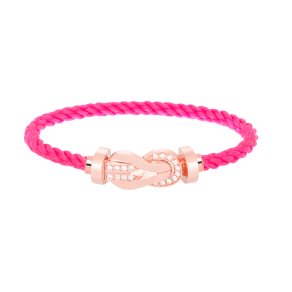 [Zalyn]LARGE 8-FIGURE BUCKLE HALF DIAMOND BRACELET - ROSE GOLD