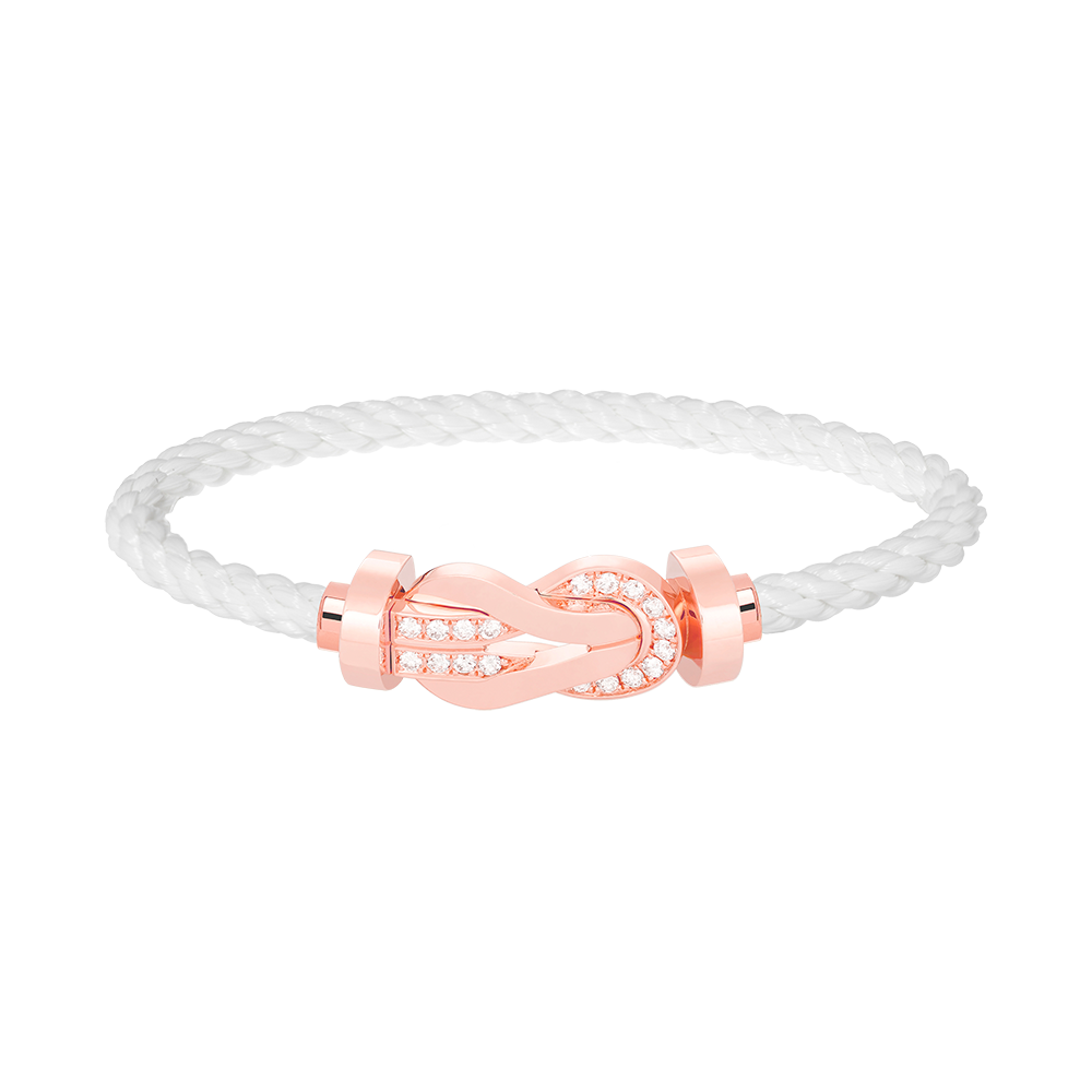 [Zalyn]LARGE 8-FIGURE BUCKLE HALF DIAMOND BRACELET - ROSE GOLD