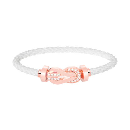 [Zalyn]LARGE 8-FIGURE BUCKLE HALF DIAMOND BRACELET - ROSE GOLD