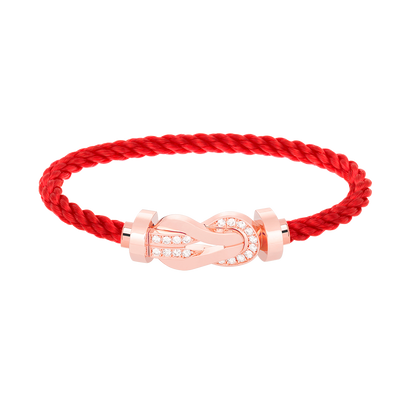 [Zalyn]LARGE 8-FIGURE BUCKLE HALF DIAMOND BRACELET - ROSE GOLD