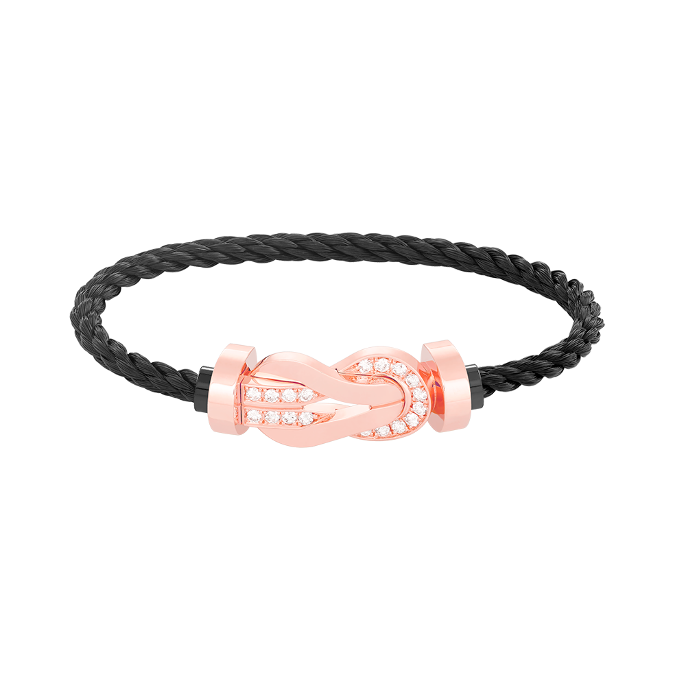 [Zalyn]LARGE 8-FIGURE BUCKLE HALF DIAMOND BRACELET - ROSE GOLD