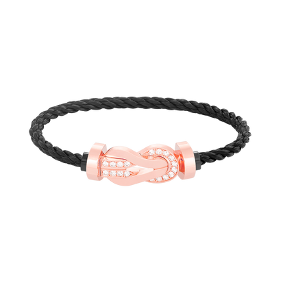 [Zalyn]LARGE 8-FIGURE BUCKLE HALF DIAMOND BRACELET - ROSE GOLD
