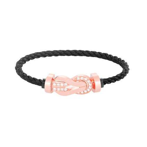 [Zalyn]LARGE 8-FIGURE BUCKLE HALF DIAMOND BRACELET - ROSE GOLD