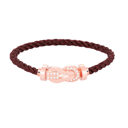 [Zalyn]LARGE 8-FIGURE BUCKLE HALF DIAMOND BRACELET - ROSE GOLD