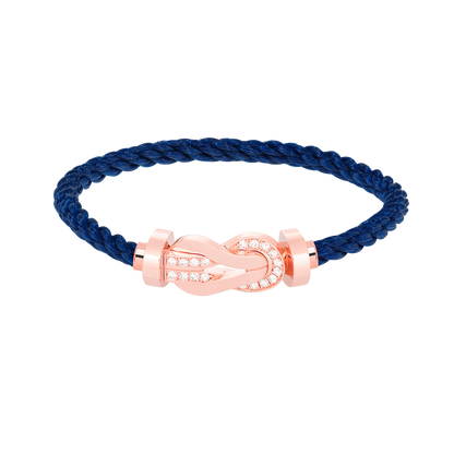 [Zalyn]LARGE 8-FIGURE BUCKLE HALF DIAMOND BRACELET - ROSE GOLD