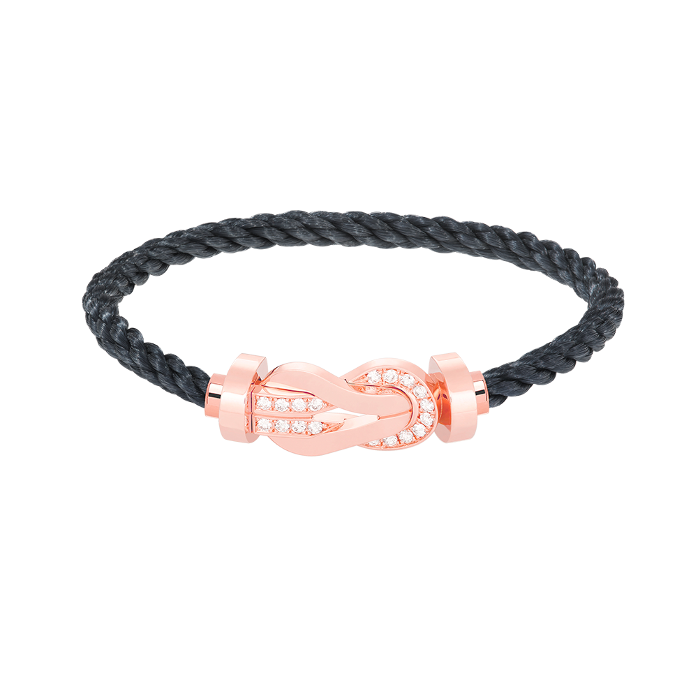 [Zalyn]LARGE 8-FIGURE BUCKLE HALF DIAMOND BRACELET - ROSE GOLD