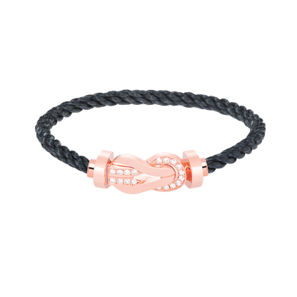 [Zalyn]LARGE 8-FIGURE BUCKLE HALF DIAMOND BRACELET - ROSE GOLD