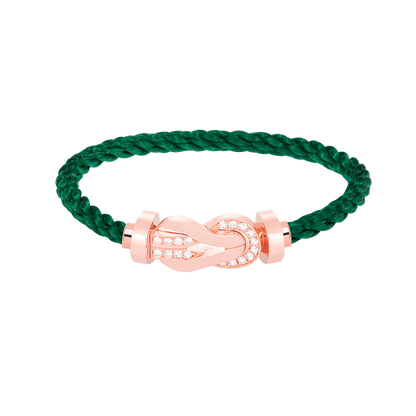 [Zalyn]LARGE 8-FIGURE BUCKLE HALF DIAMOND BRACELET - ROSE GOLD
