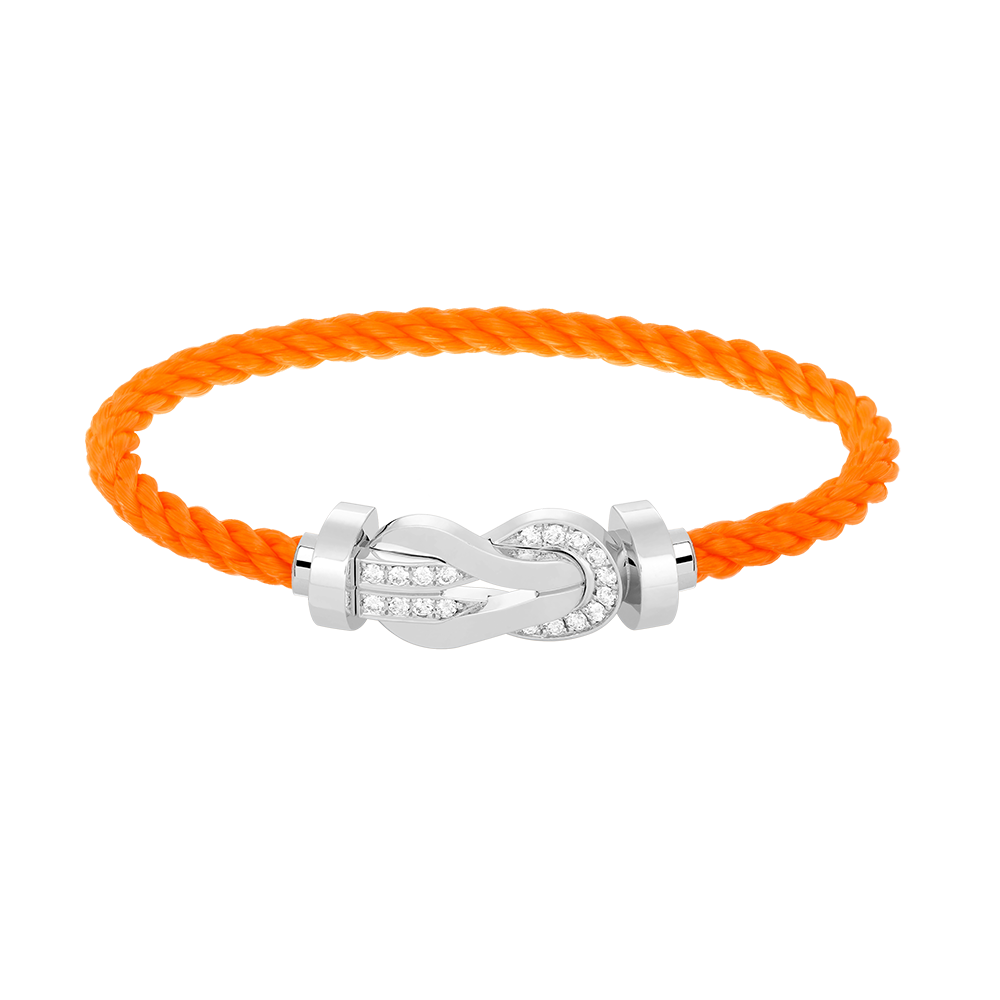 [Zalyn]LARGE 8-FIGURE BUCKLE HALF DIAMOND BRACELET - WHITE GOLD
