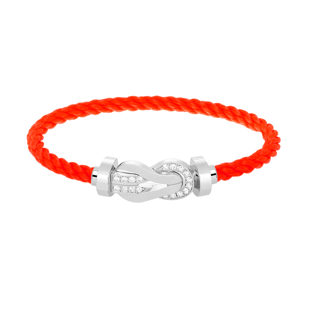 [Zalyn]LARGE 8-FIGURE BUCKLE HALF DIAMOND BRACELET - WHITE GOLD
