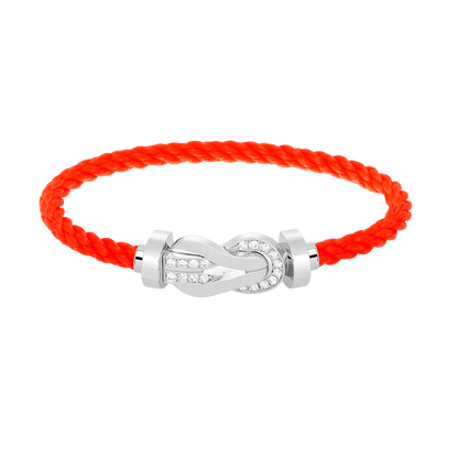 [Zalyn]LARGE 8-FIGURE BUCKLE HALF DIAMOND BRACELET - WHITE GOLD