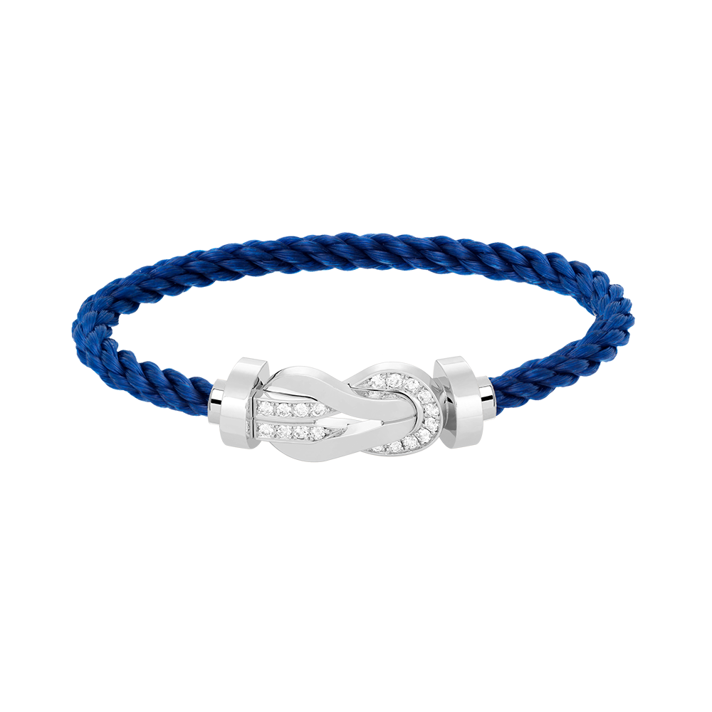 [Zalyn]LARGE 8-FIGURE BUCKLE HALF DIAMOND BRACELET - WHITE GOLD