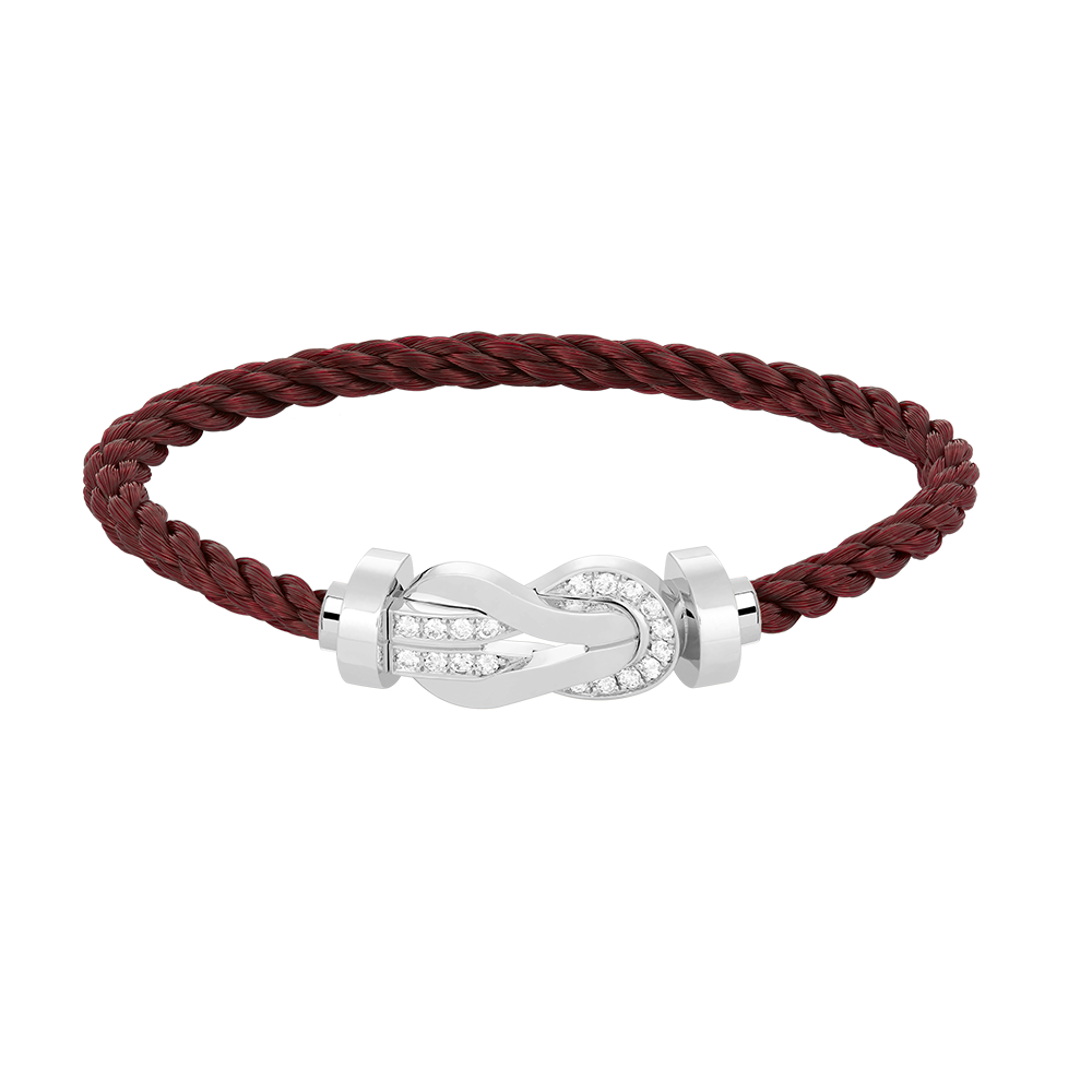 [Zalyn]LARGE 8-FIGURE BUCKLE HALF DIAMOND BRACELET - WHITE GOLD