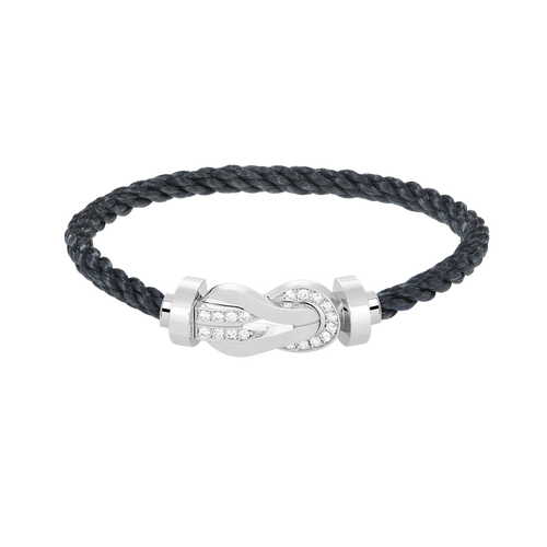 [Zalyn]LARGE 8-FIGURE BUCKLE HALF DIAMOND BRACELET - WHITE GOLD