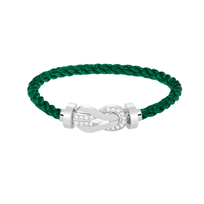 [Zalyn]LARGE 8-FIGURE BUCKLE HALF DIAMOND BRACELET - WHITE GOLD