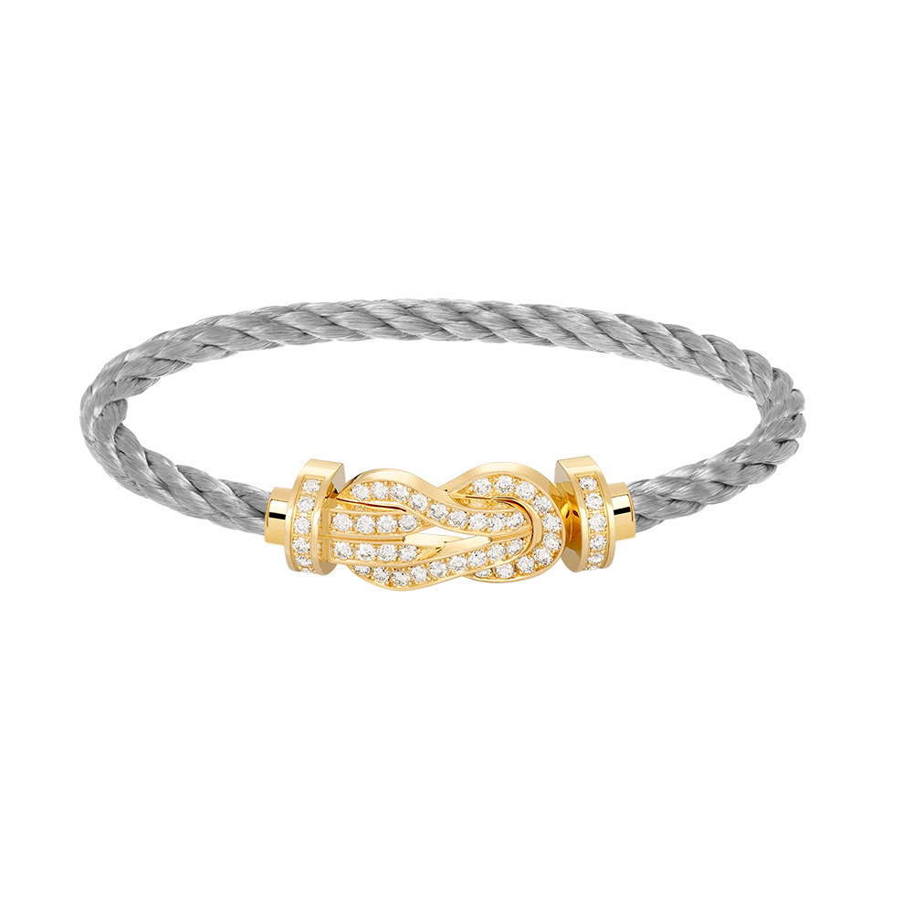 [Zalyn]LARGE 8-FIGURE BUCKLE FULL DIAMOND BRACELET - GOLD