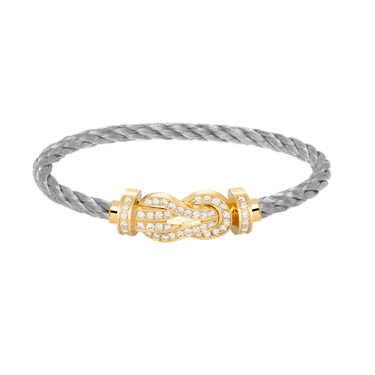 [Zalyn]LARGE 8-FIGURE BUCKLE FULL DIAMOND BRACELET - GOLD