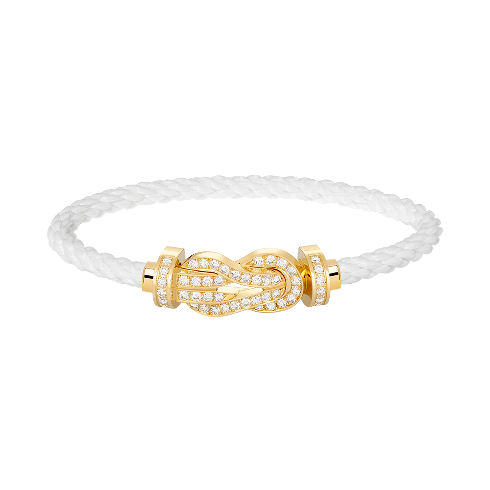 [Zalyn]LARGE 8-FIGURE BUCKLE FULL DIAMOND BRACELET - GOLD