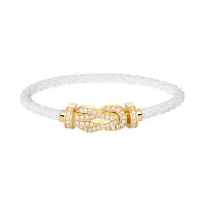 [Zalyn]LARGE 8-FIGURE BUCKLE FULL DIAMOND BRACELET - GOLD