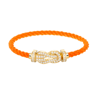 [Zalyn]LARGE 8-FIGURE BUCKLE FULL DIAMOND BRACELET - GOLD